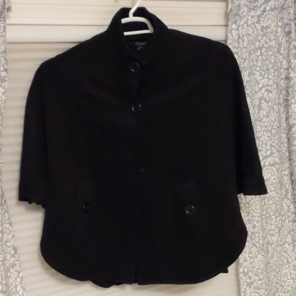 Black Wool blend cape